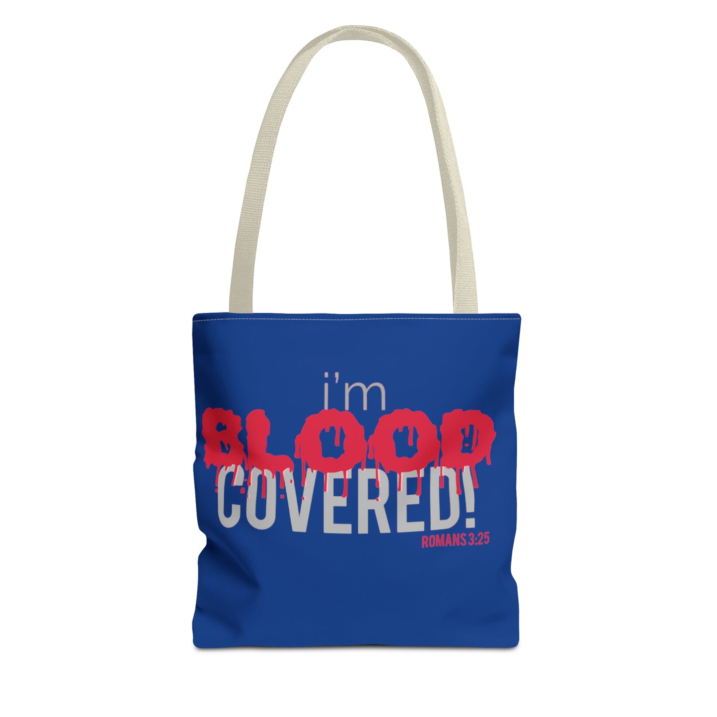 Collection B: “BLOOD Covered” Blue Tote Bag