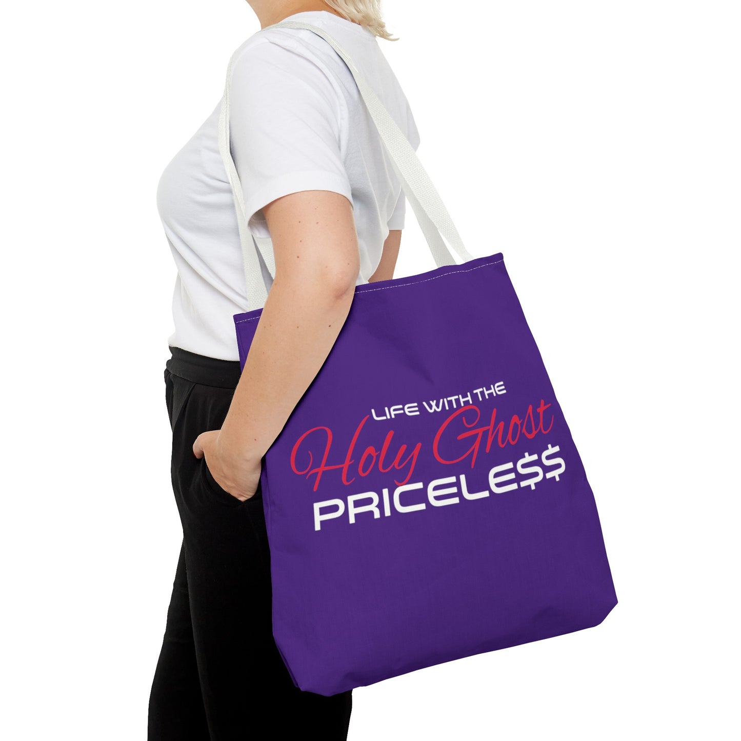 Collection A “Holy Ghost PRICELESS” Purple Tote Bag