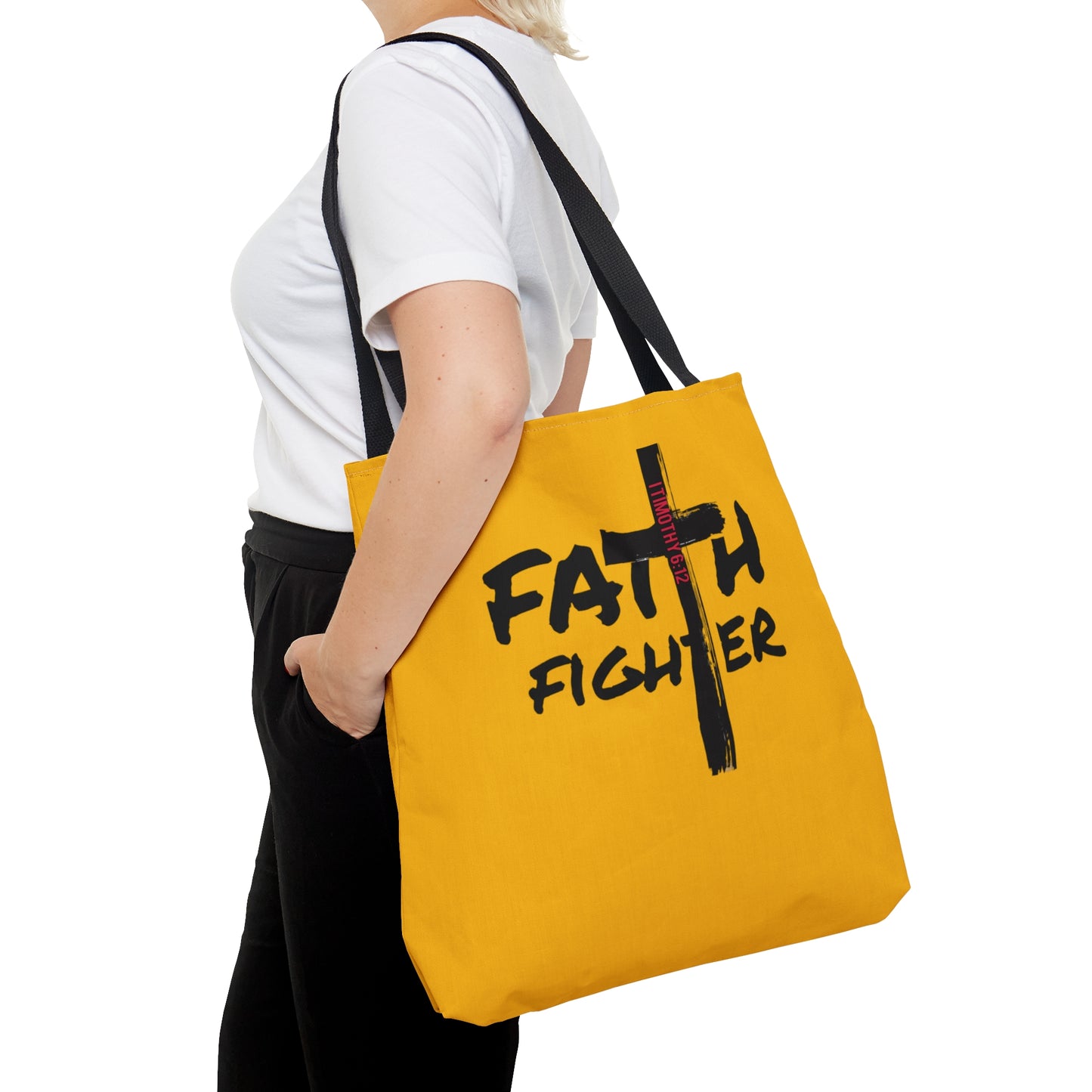 Collection A: “Faith Fighter”  Yellow Tote Bag