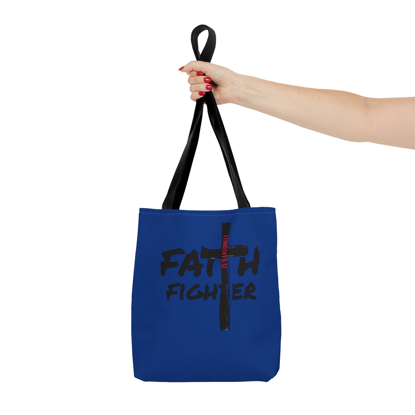 Collection A: “Faith Fighter” Dark Blue Tote Bag