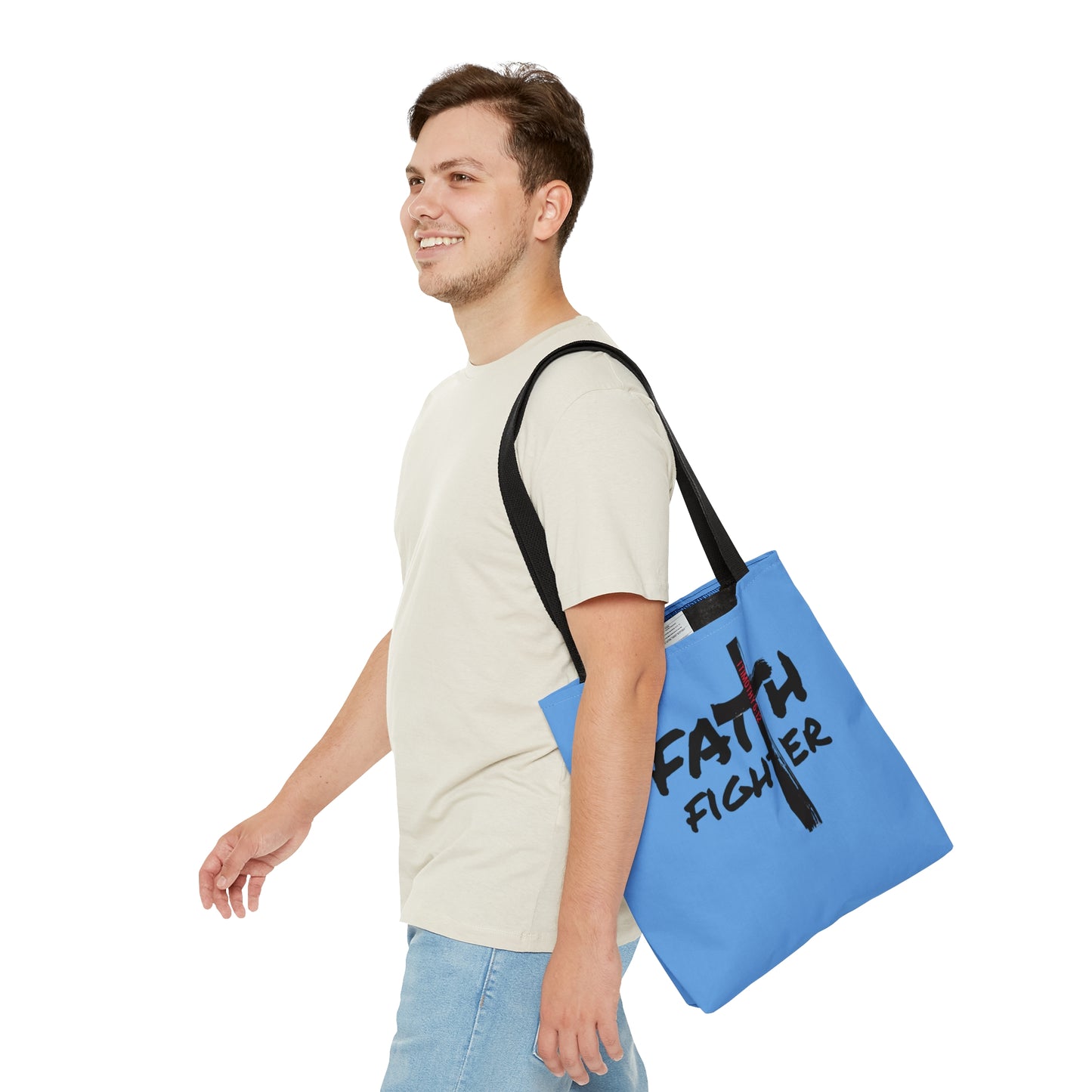 Collection A: “Faith Fighter” Light Blue Tote Bag