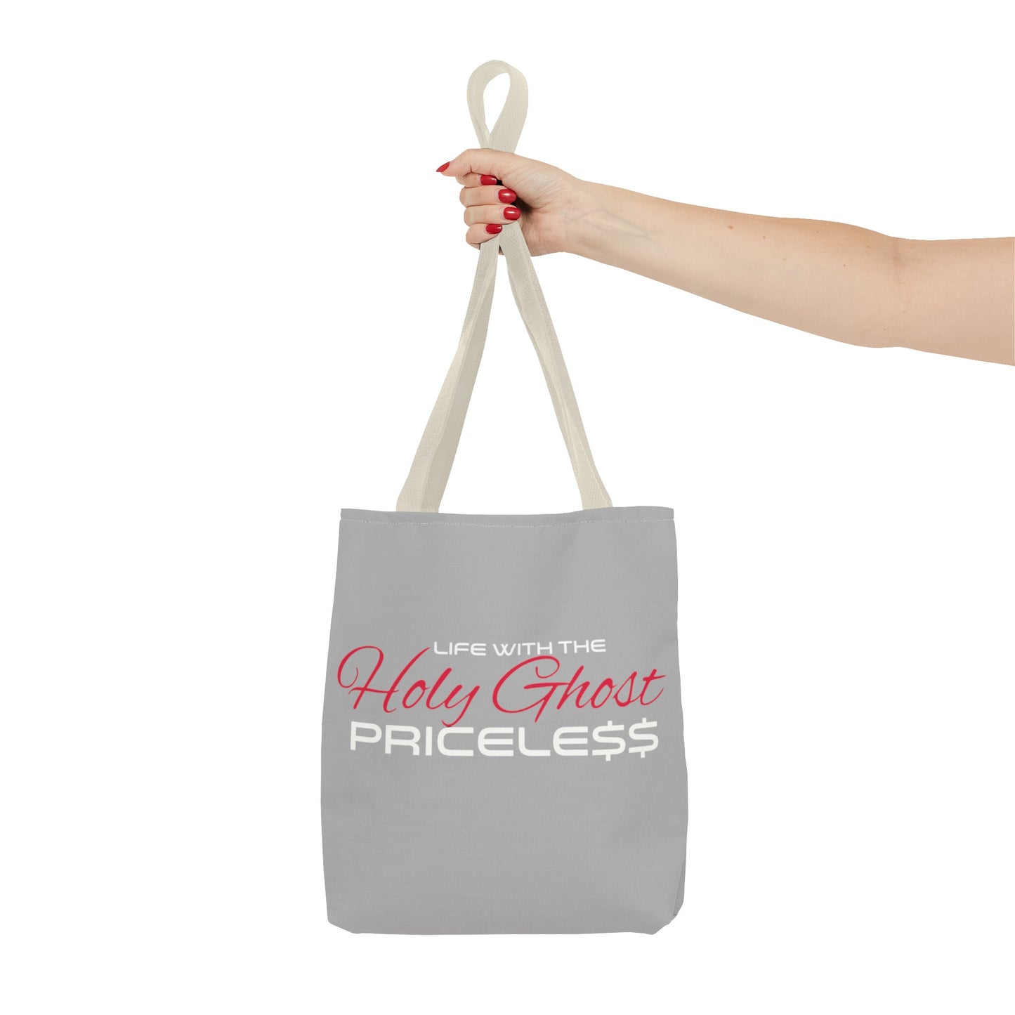 Collection A “Holy Ghost PRICELESS “ Grey Tote Bag