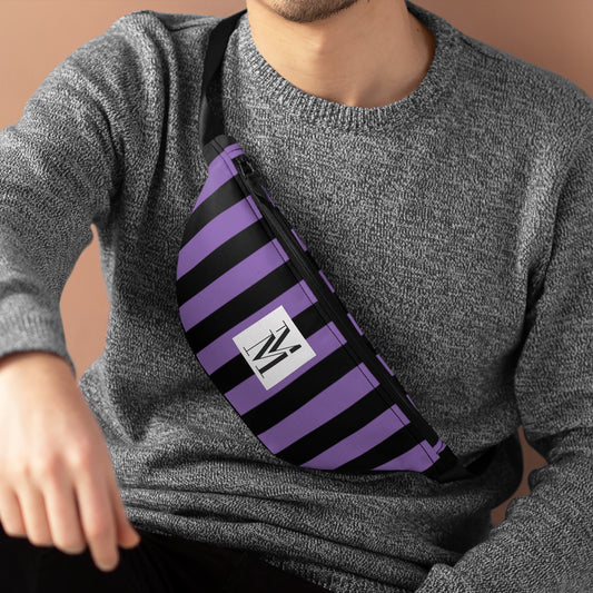 Mss Mia Purple w/Black Rugby Stripe Fanny Pack