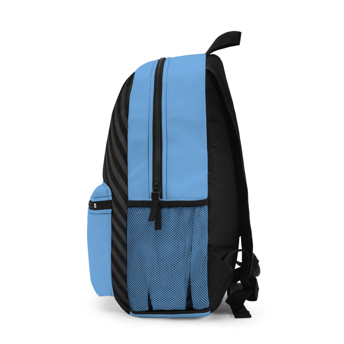 Mss Mia Light Blue w/Black Diagonal Stripe Backpack