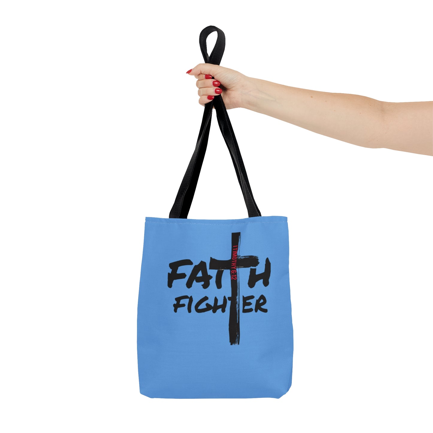 Collection A: “Faith Fighter” Light Blue Tote Bag