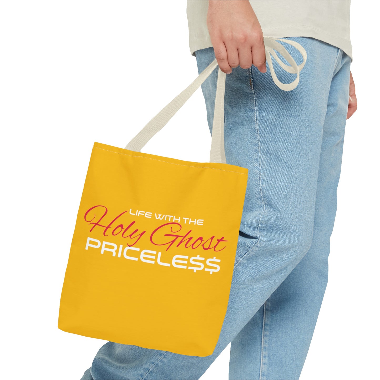 Collection A “Holy Ghost PRICELESS “ Yellow Tote Bag