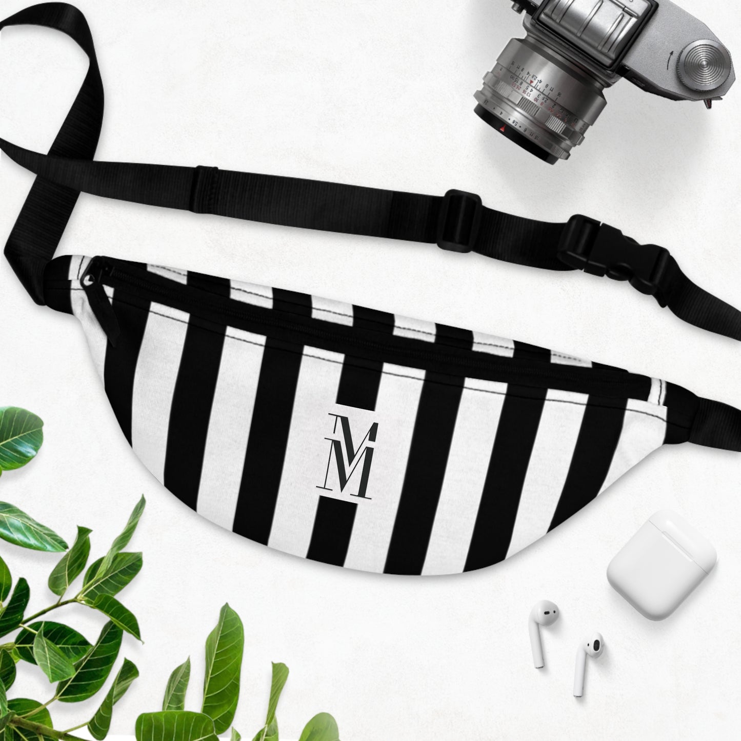 Mss Mia White w/Black Rugby Stripe Fanny Pack