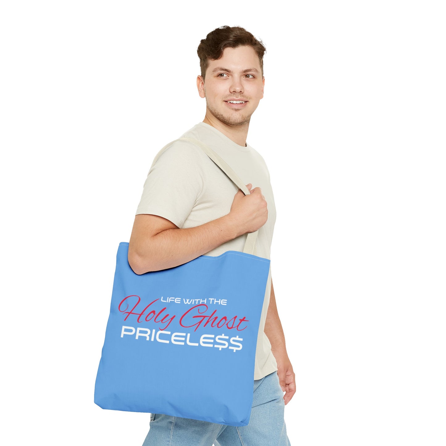 Collection A “Holy Ghost PRICELESS “ Blue Tote Bag