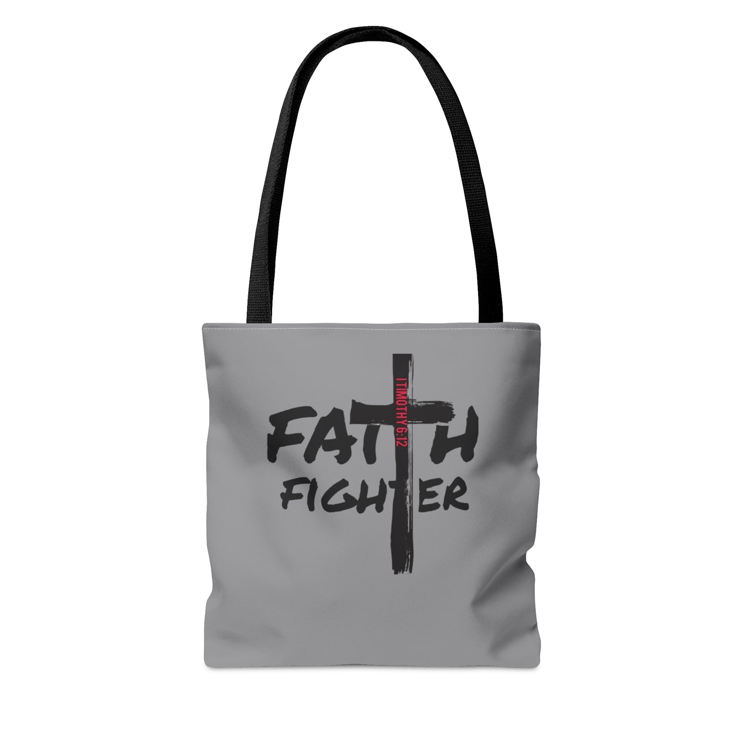 Collection A: “Faith Fighter” Light Grey Tote Bag