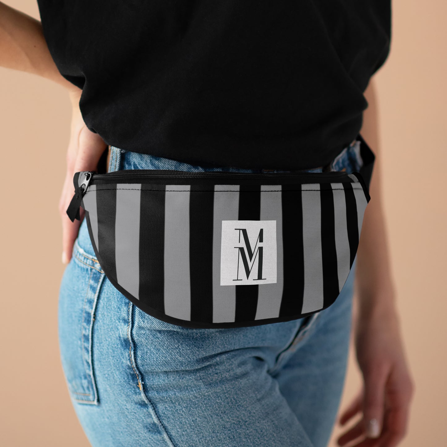 Mss Mia Grey w/Black Rugby Stripe Fanny Pack