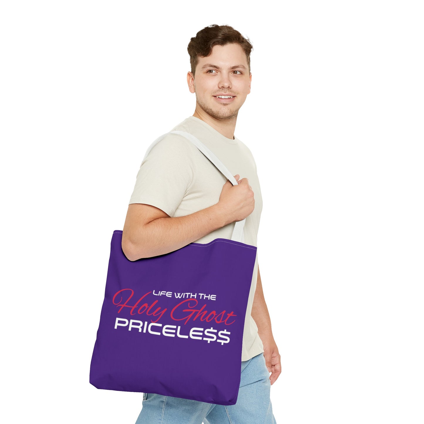 Collection A “Holy Ghost PRICELESS” Purple Tote Bag