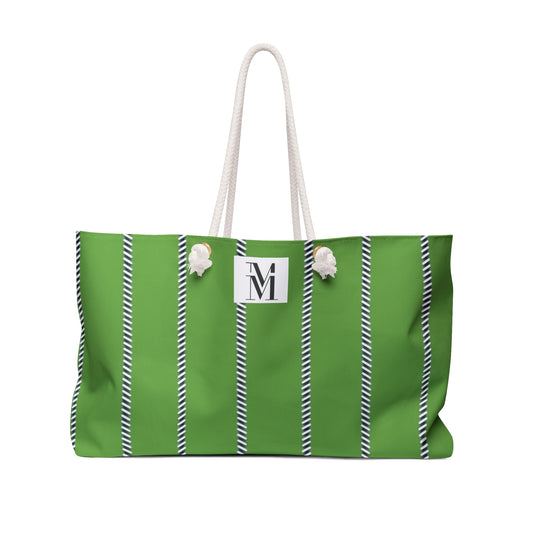 Mss Mia Light Green Pinstripe Weekender