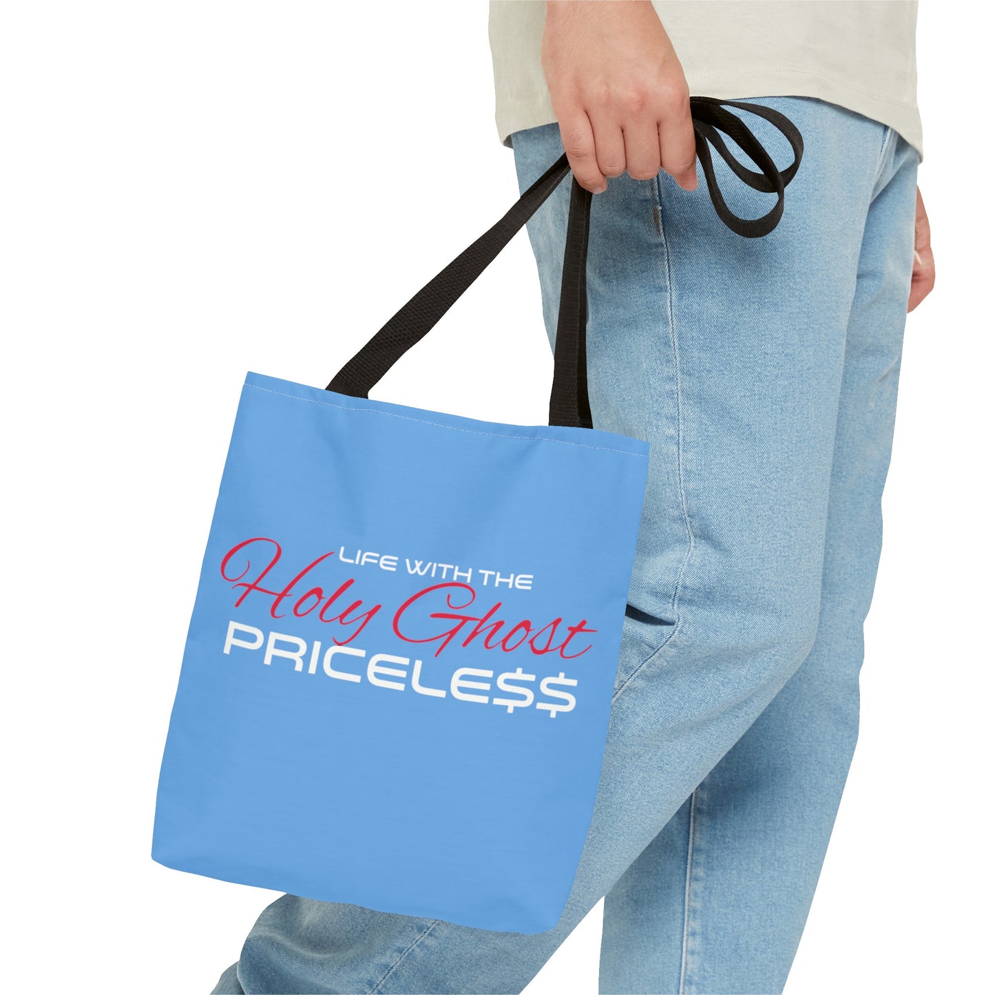 Collection A “Holy Ghost PRICELESS “ Blue Tote Bag