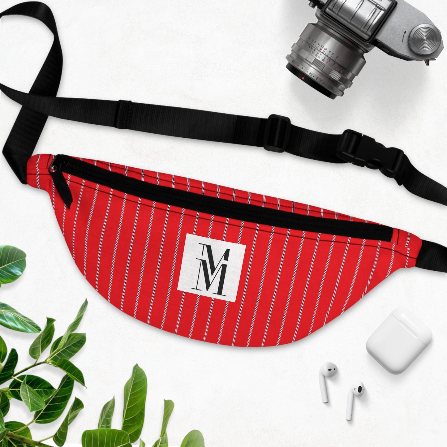 Mss Mia Red w/ Pinstripe Fanny Pack