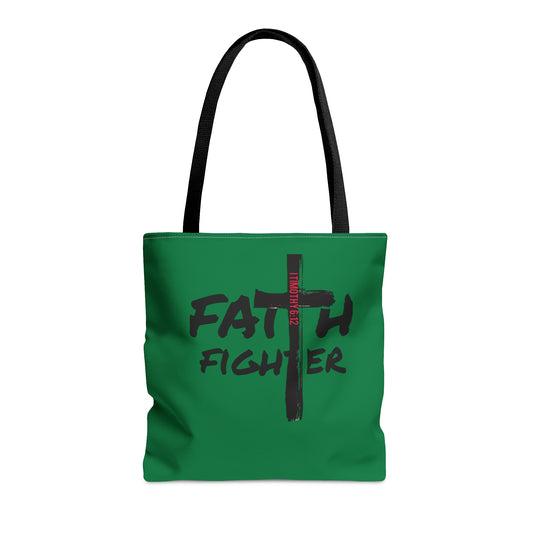 Collection A: “Faith Fighter” Dark Green Tote Bag