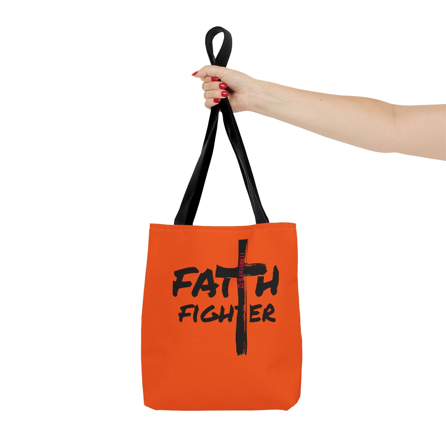 Collection A: “Faith Fighter”  Orange Tote Bag