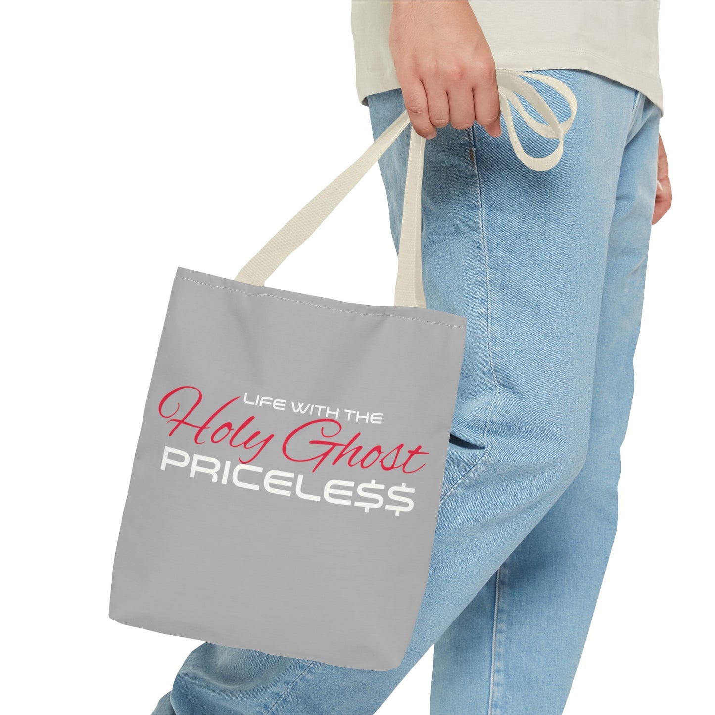 Collection A “Holy Ghost PRICELESS “ Grey Tote Bag