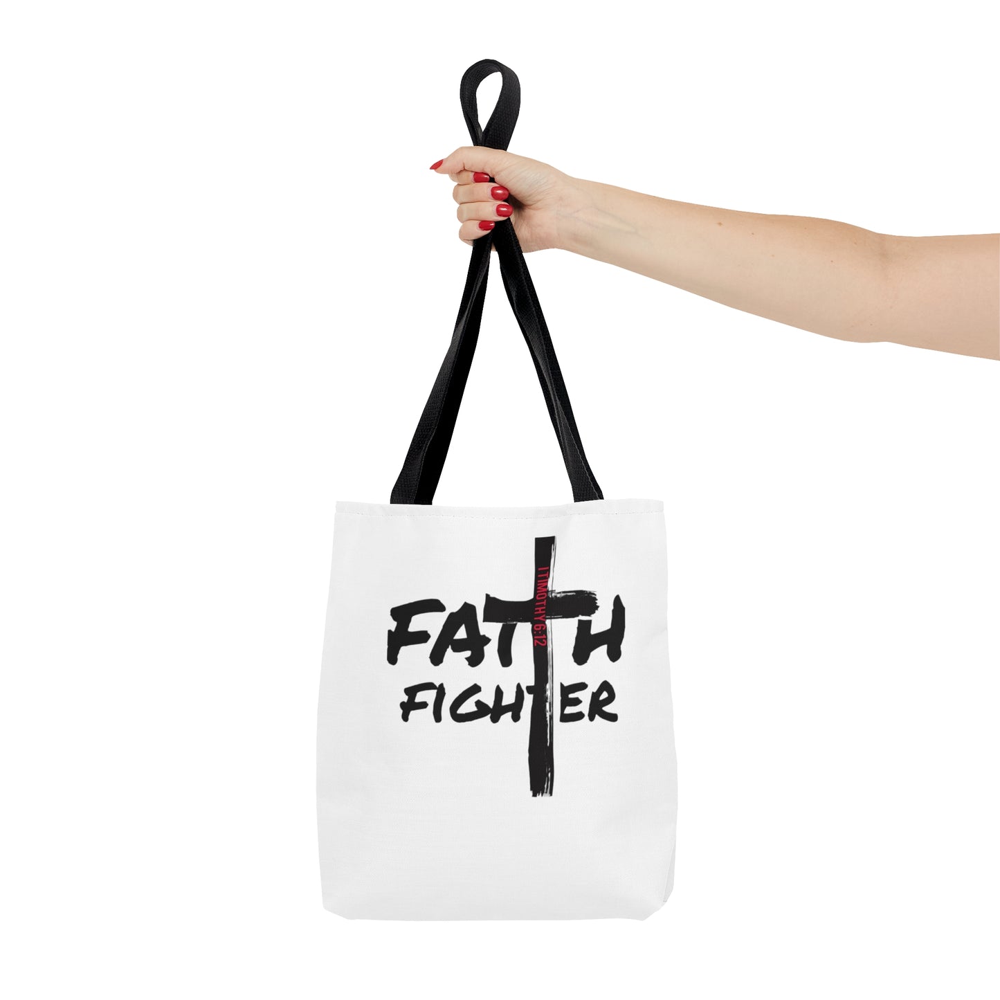 Collection A: “Faith Fighter” White Tote Bag